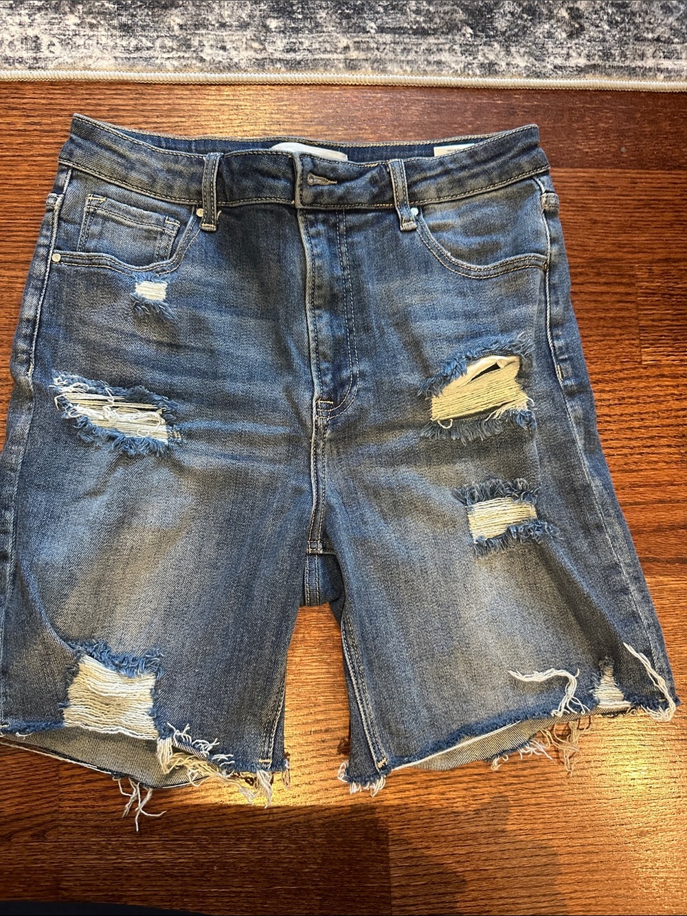 Women's Distressed Denim Jean Shorts in Blue